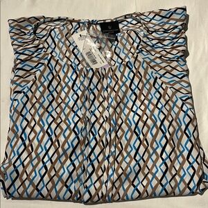 Worthington Blue and Black Diamond Print Blouse